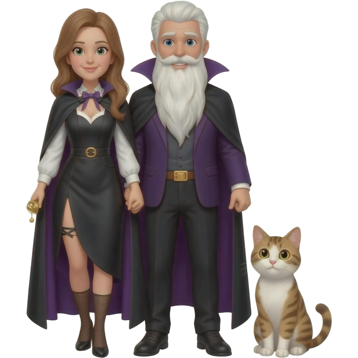 magician couple and their pet cat emoji