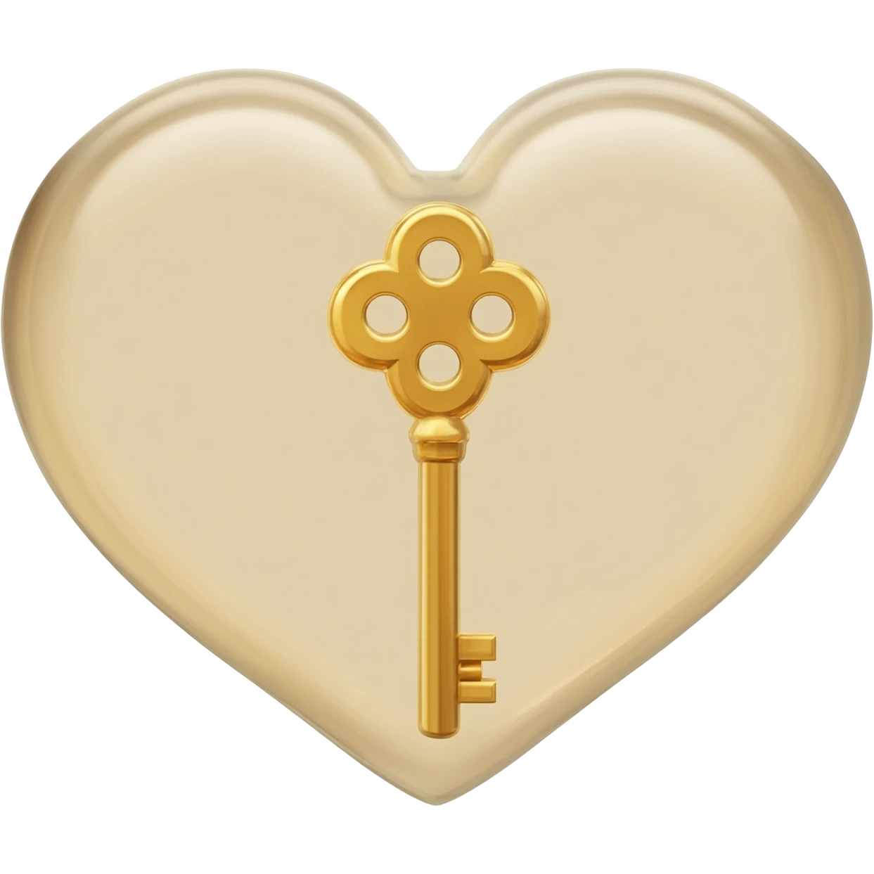 beige glass heart with a golden key emoji