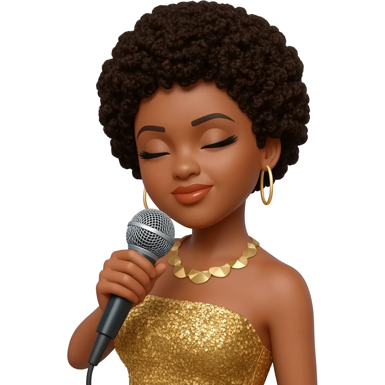 Gonemili Grace chante avec un micro en main emoji