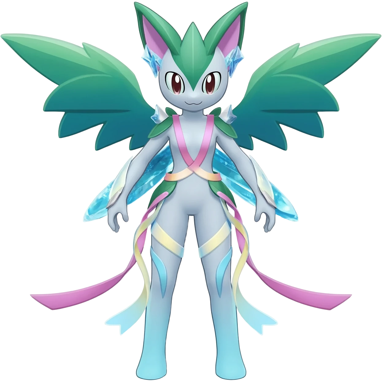 Sylveon-Espeon-Glaceon-Leafeon-hybrid-animal-Fakémon-Pokémon-fusion emoji