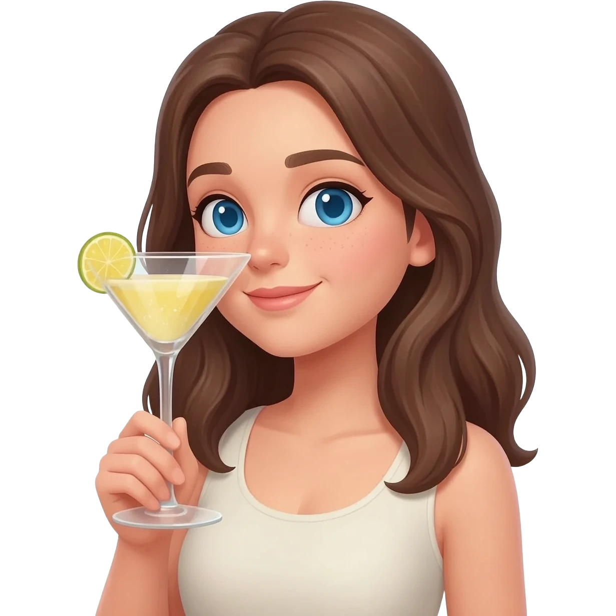 A young woman with mimosas emoji