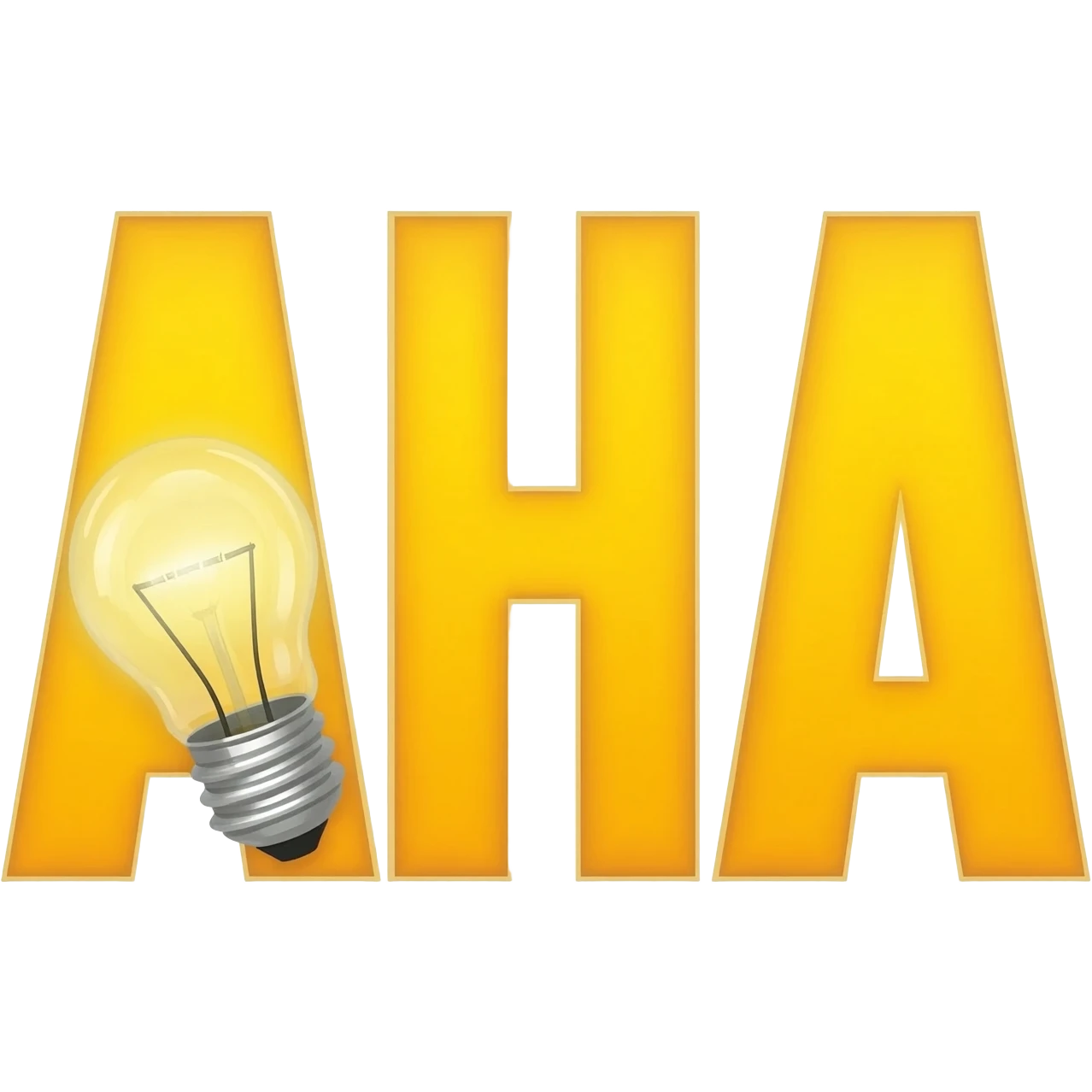 A bold yellow "AHA" with light-bulb effect emoji