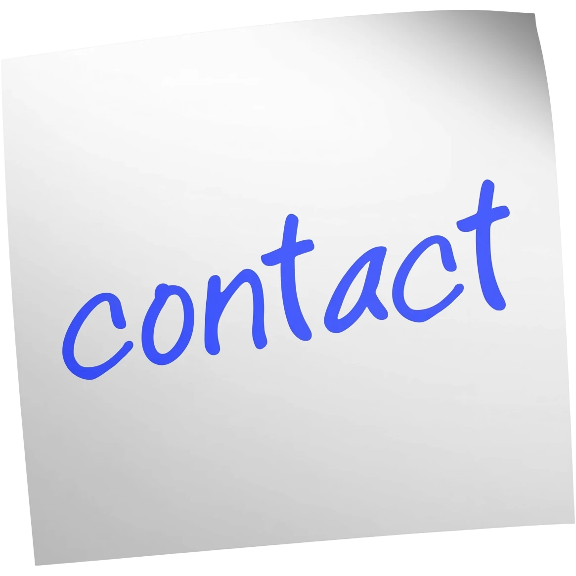 white paper with the word contact in blue on it emoji
