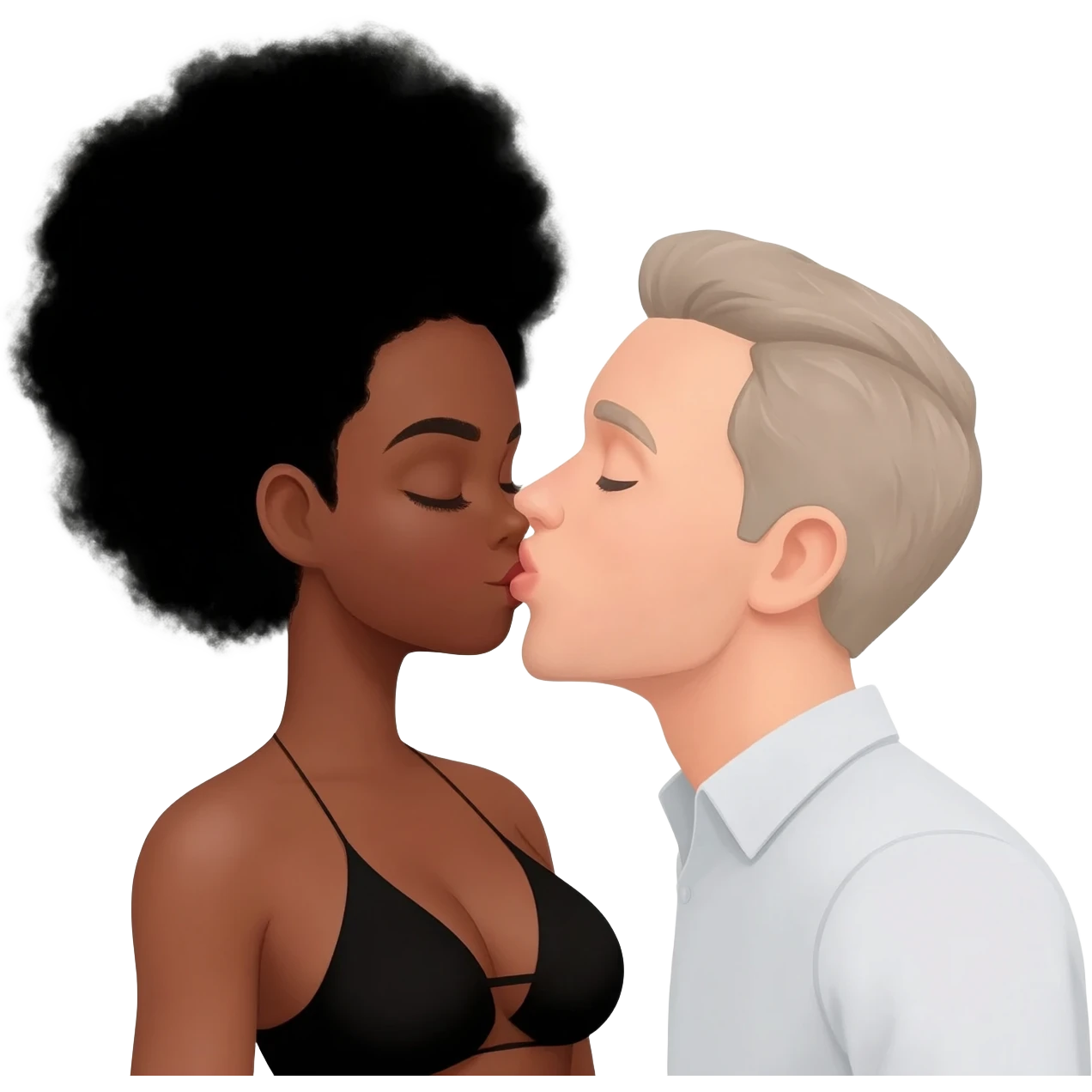 امراءة سوداء سوداء ذات حلمات يقبلها رجل ابيض emoji