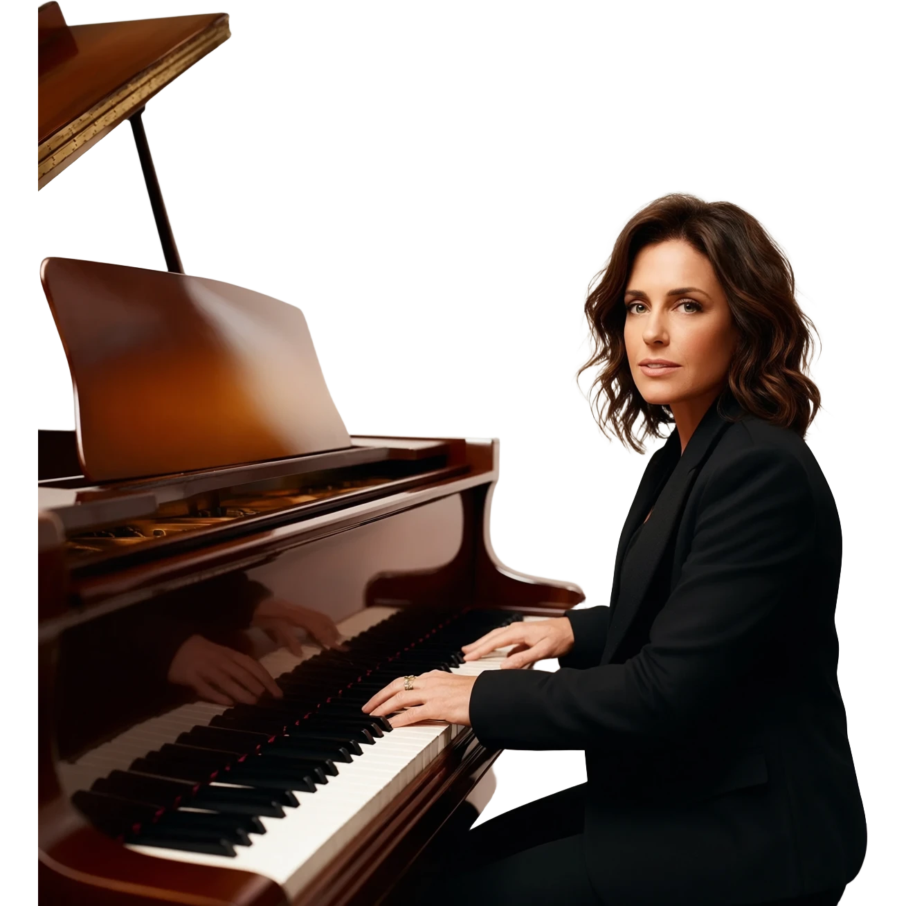 hyperrealistic laura pausini at the piano emoji