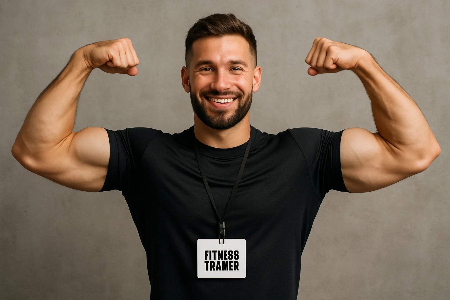 Fitness trainer shows the biceps at full length emoji