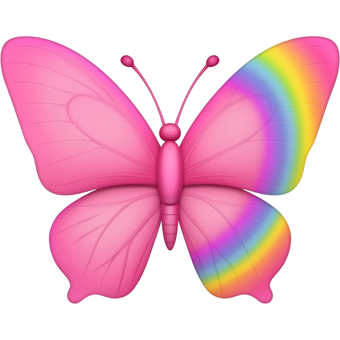 mariposa rosa con arcoiris emoji