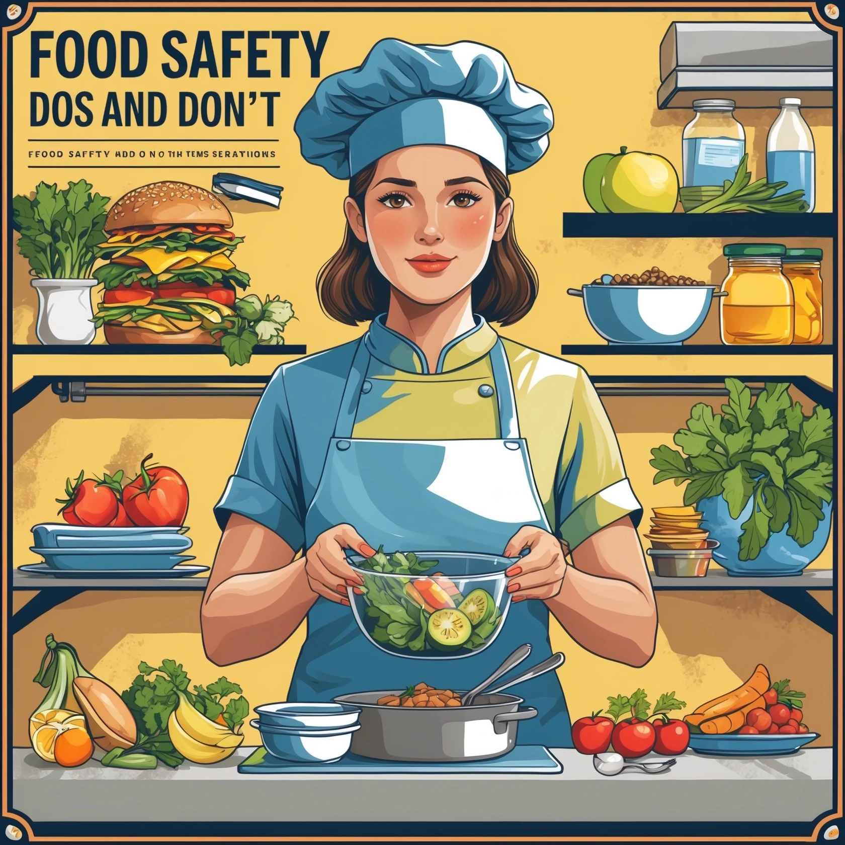 make a detail poster with title of "food safety dos and dont" emoji