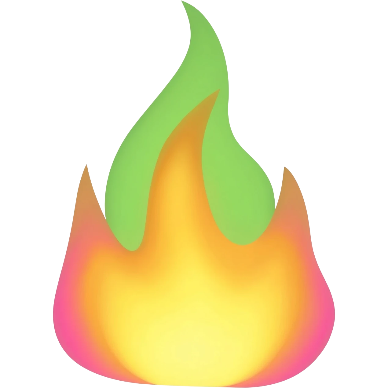 yellow,green, and pink flame emoji