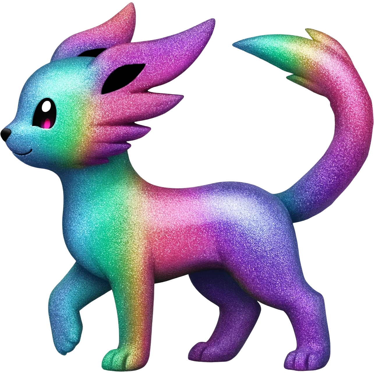 Shiny sparkly alloy glittery colorful gradients-colored complex epic beautiful cute kawaii Umbreon-Amaura-Sylveon-hybrid-animal-Fakémon-Pokémon-fusion emoji