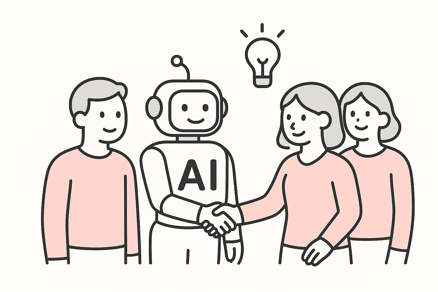 AI and People, minimalist, simple lines, soft pastel palette emoji