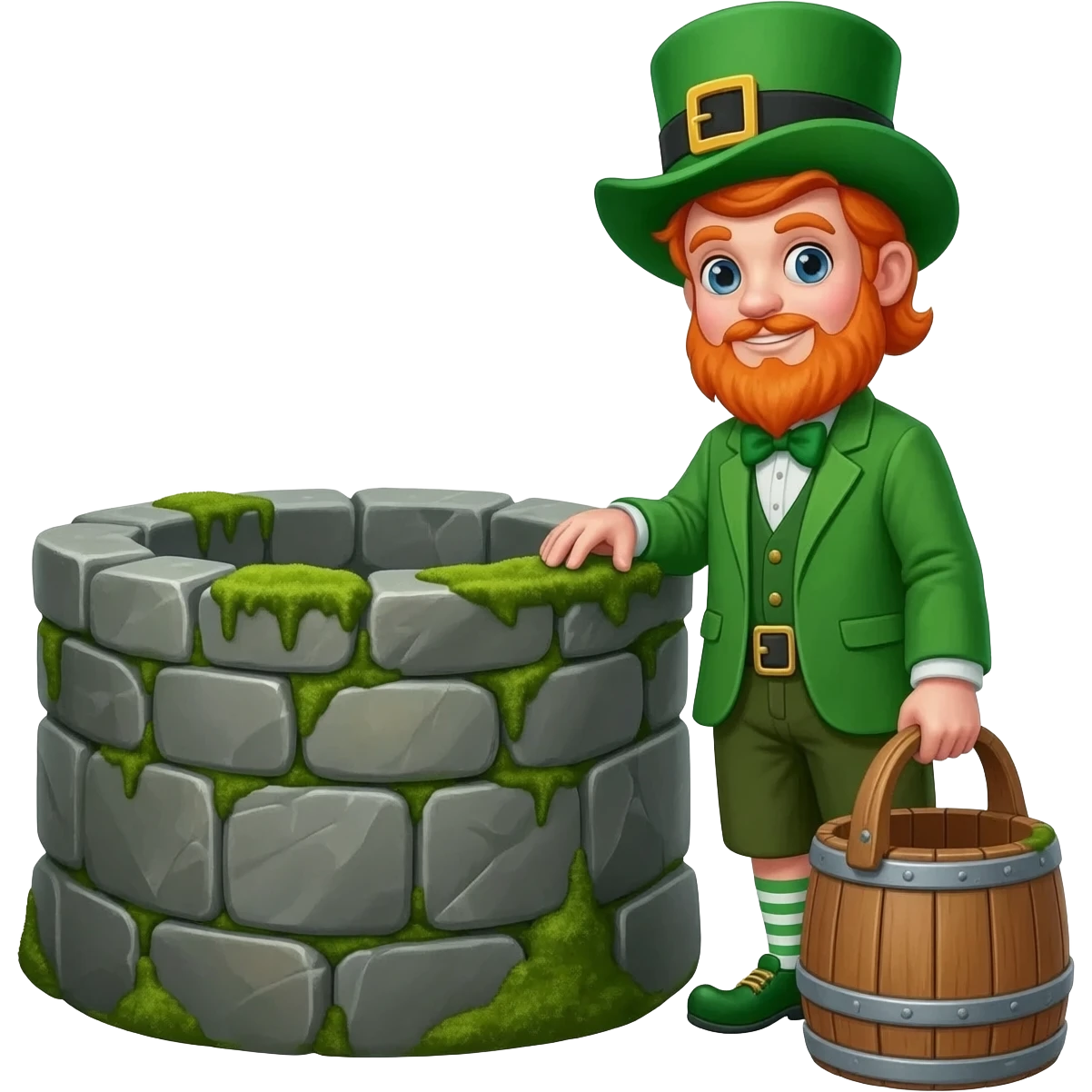 leprechaun standing near a well emoji