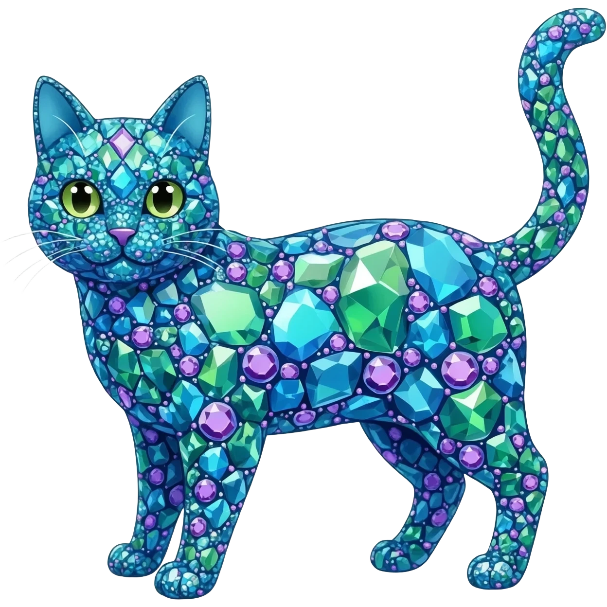 blue green and purple gem cat emoji