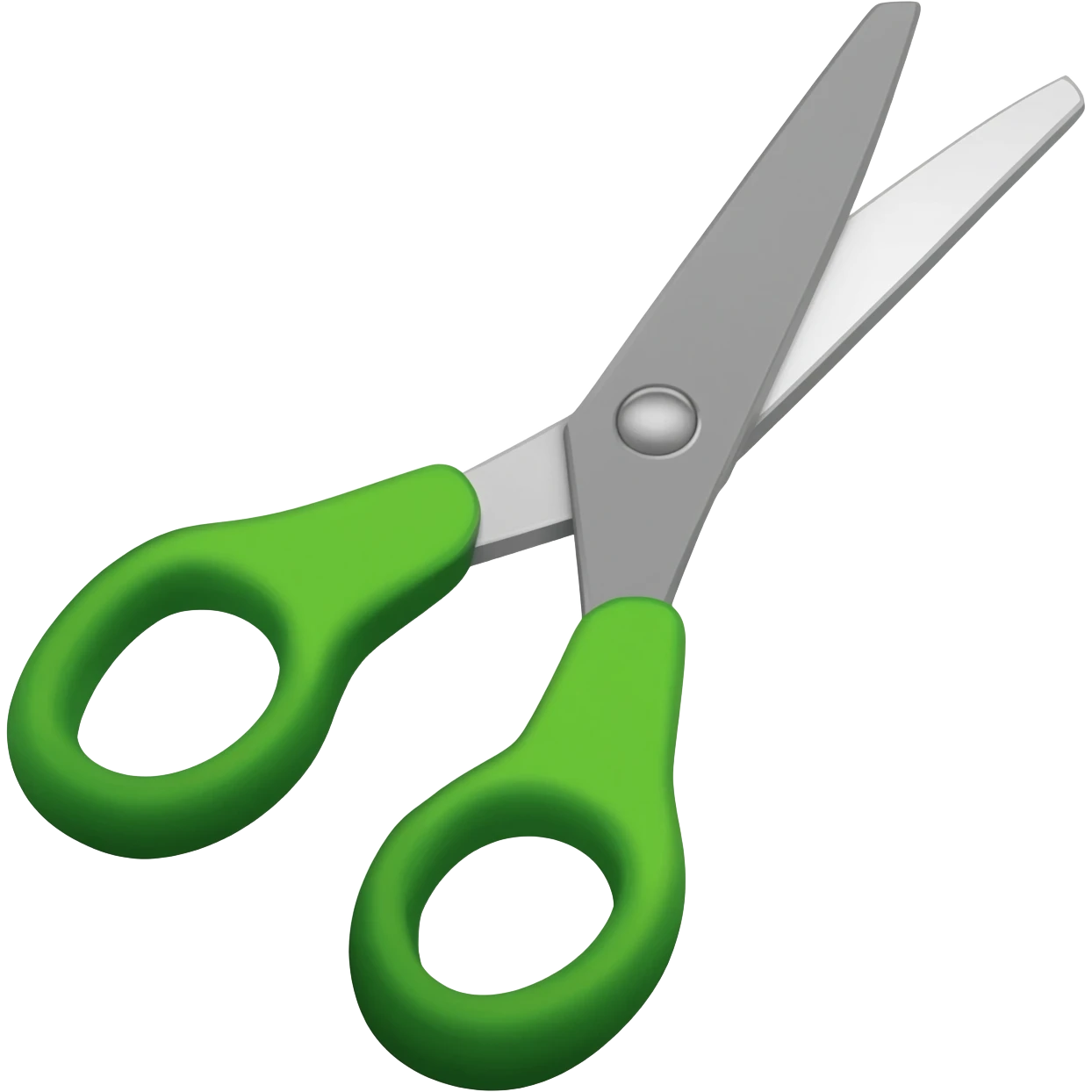Full scissors with mid green handle, pointed up, blades and handle open emoji