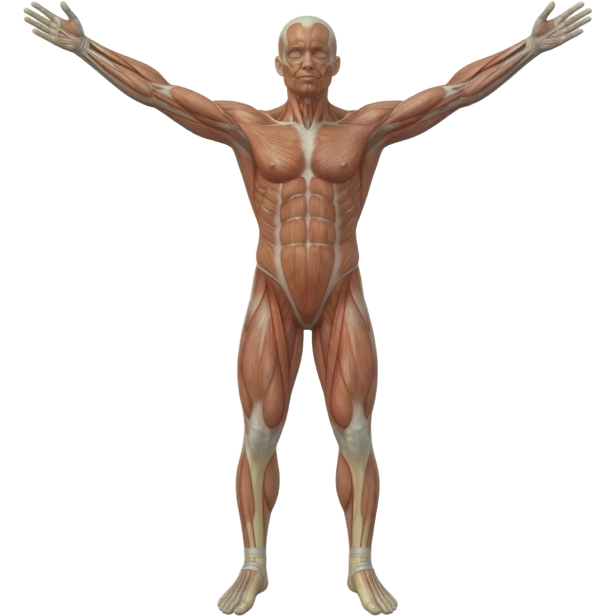 Una persona, cuerpo completo, brazos extendidos hacía arriba, estilo anatomía con piel emoji