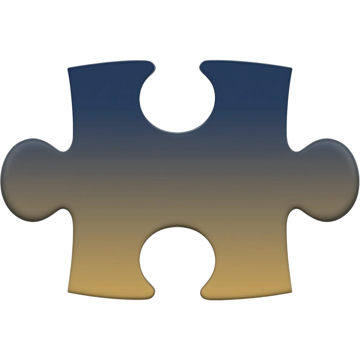 Puzzle piece emoji, primary color #11263B, subtle gradient with #E9CB76, high quality 3D style emoji