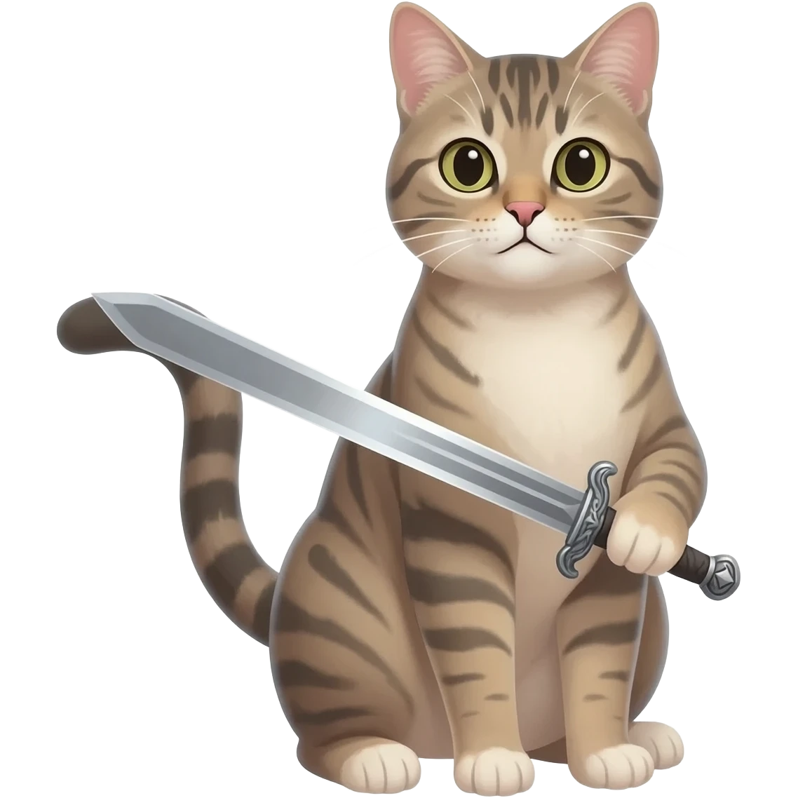 Um gato com uma espada emoji