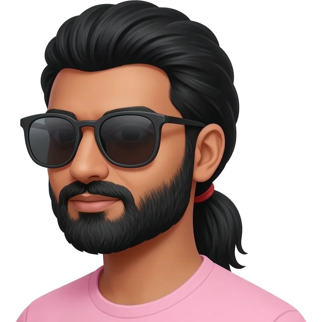 Indian   sunglasses Beard man with black long ponytail emoji