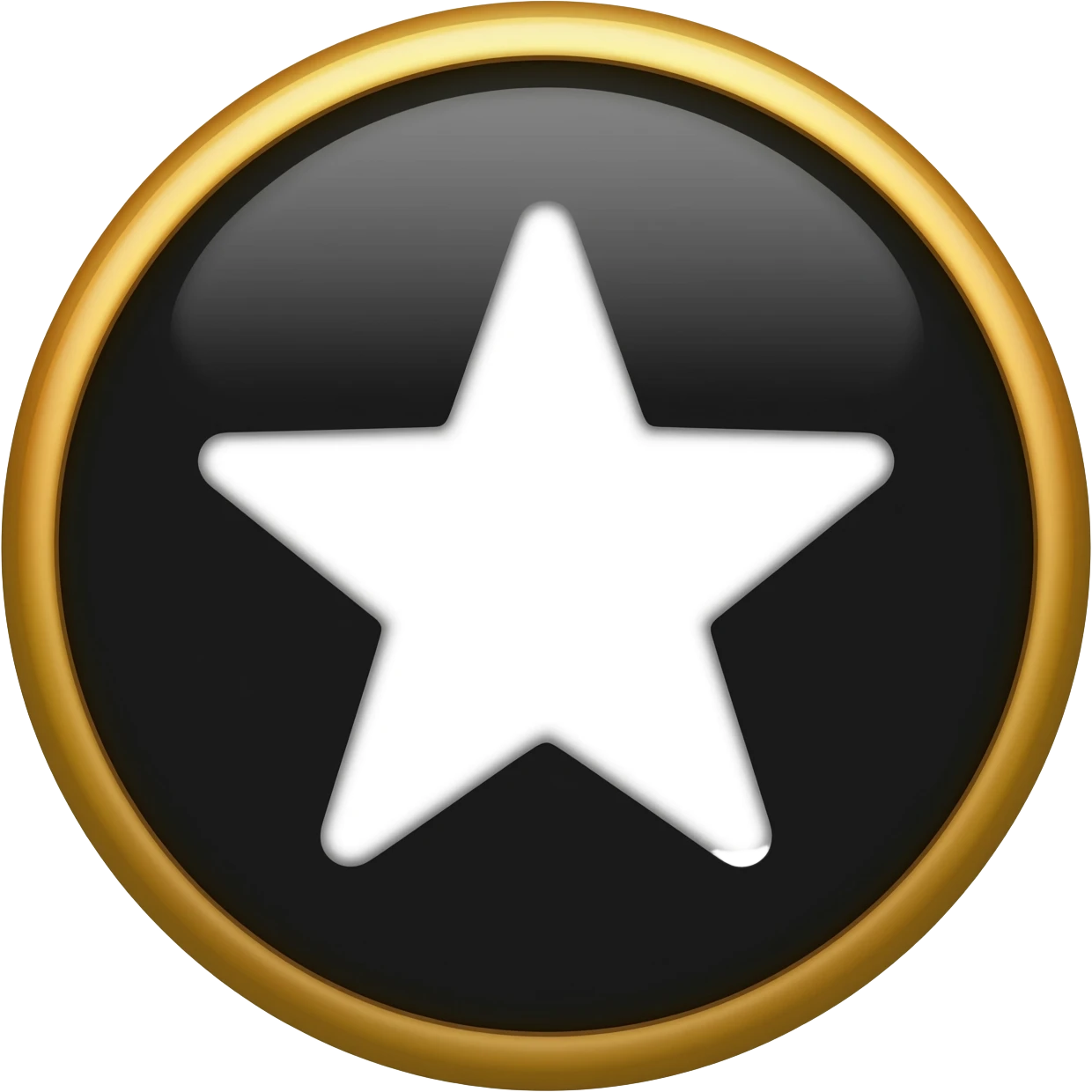 Black color circle with gold color border and inside white start symbol emoji generate? Emoji not image emoji