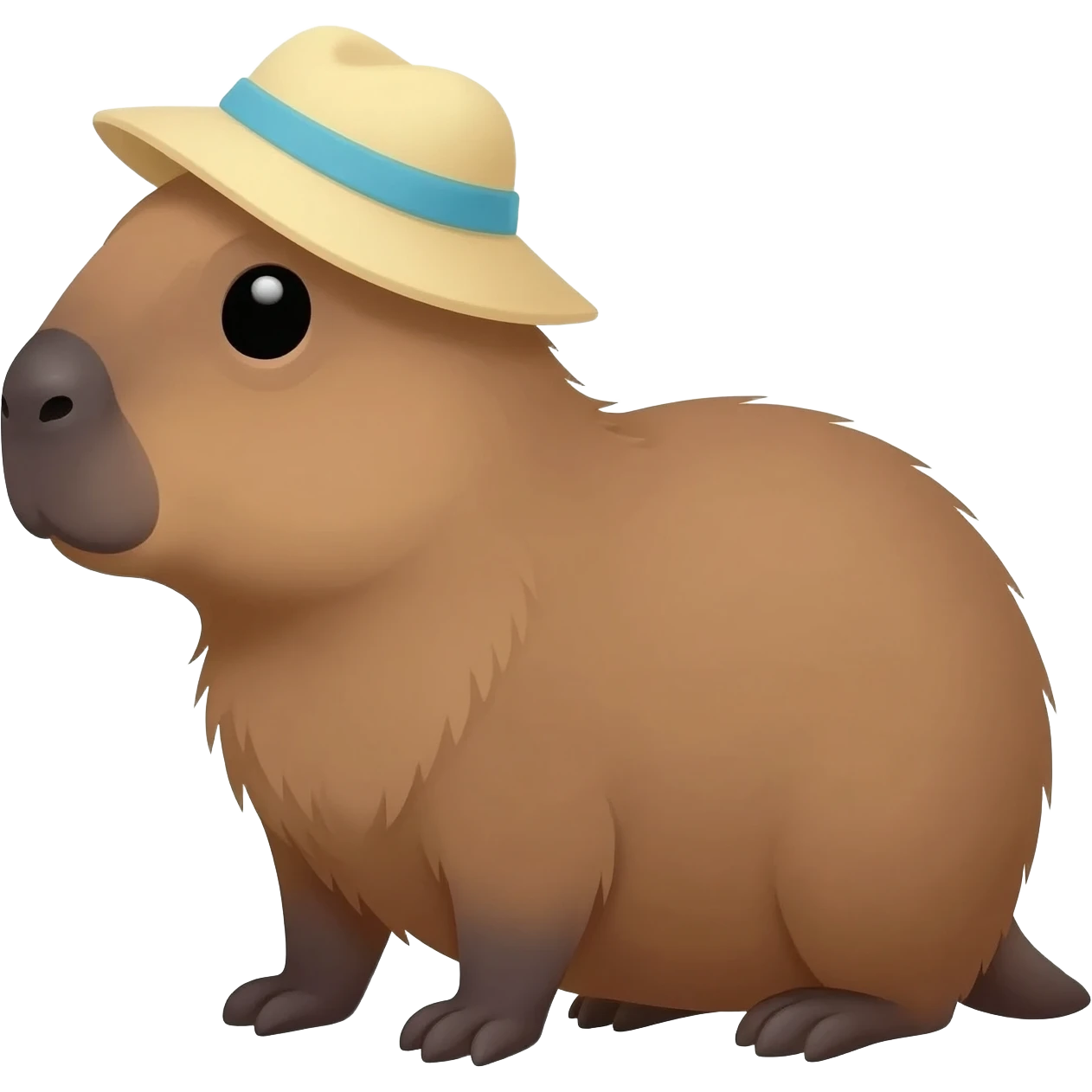 Capybara wearing a beach hat emoji