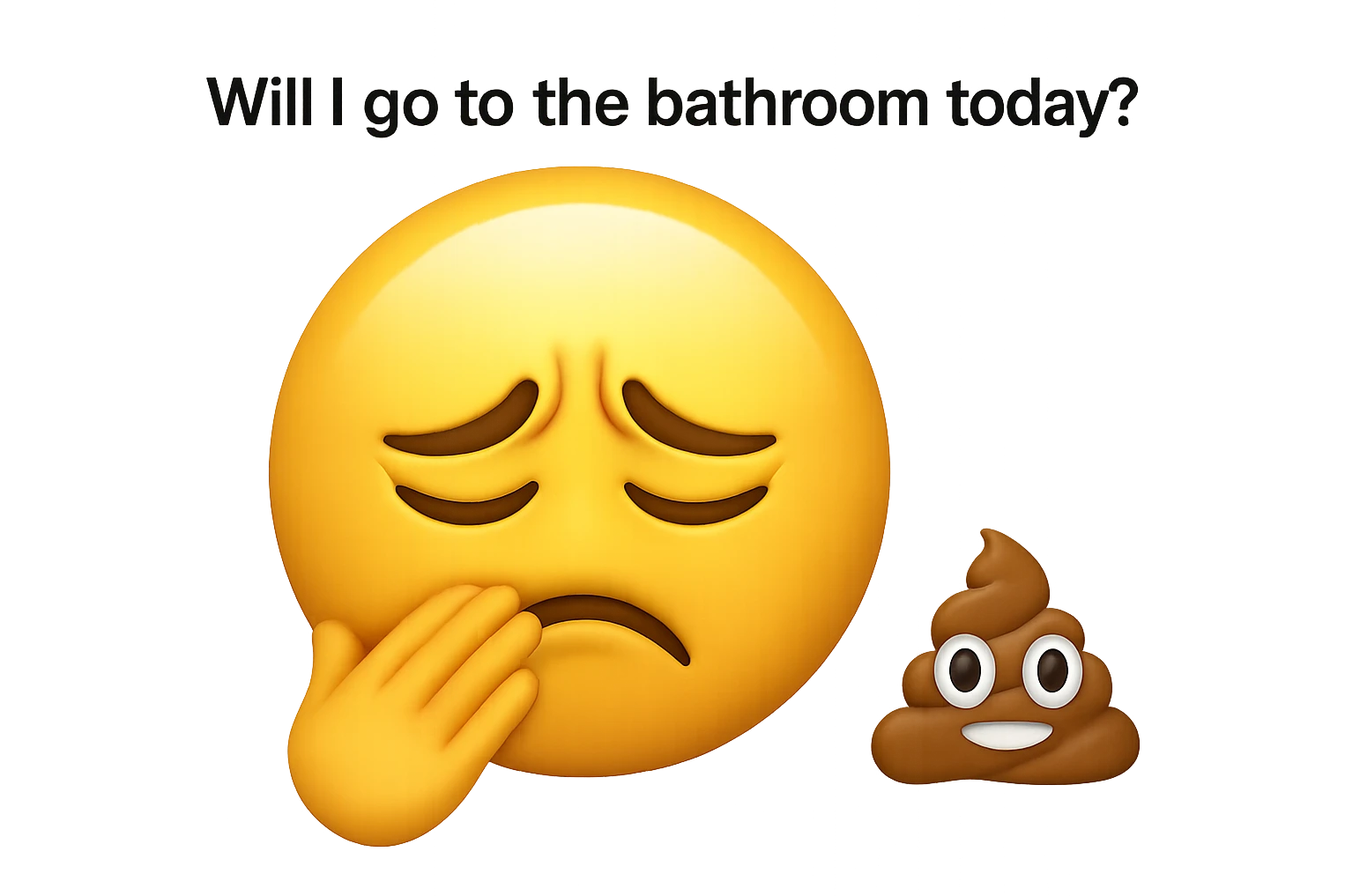 emoji stile iphone che riguarda l'argomento "stipsi/andrò al bagno oggi?", iperrealistico 4k emoji