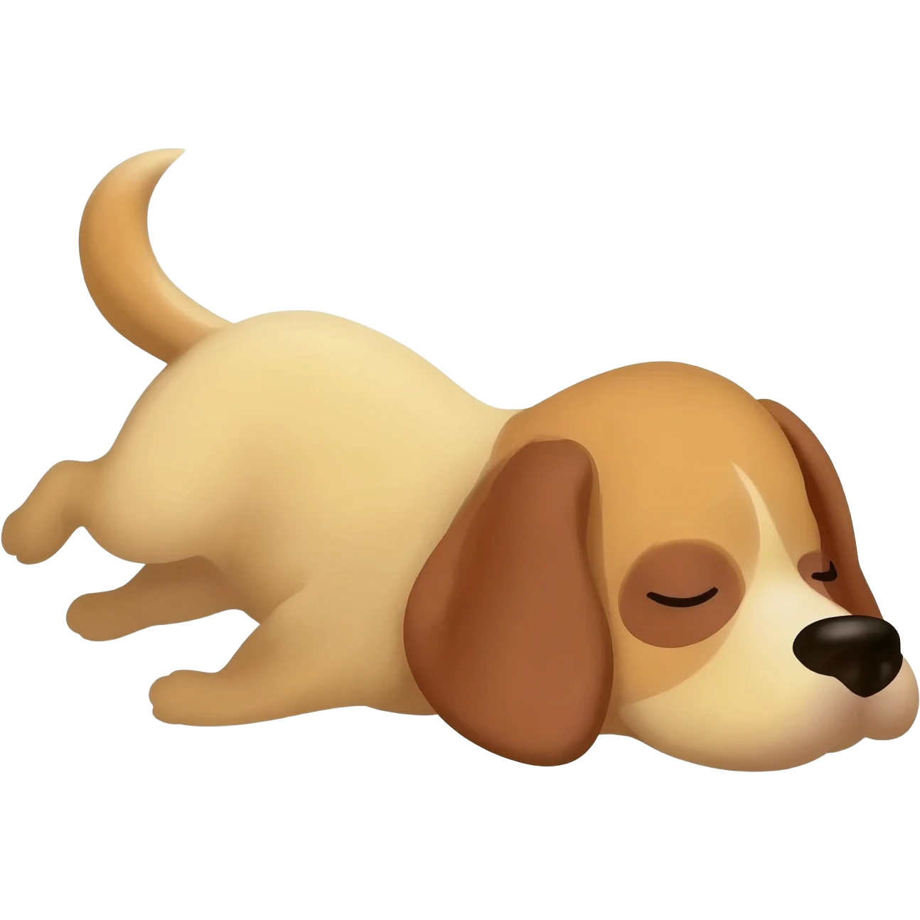 The dog is lying on its back because it is tired. emoji