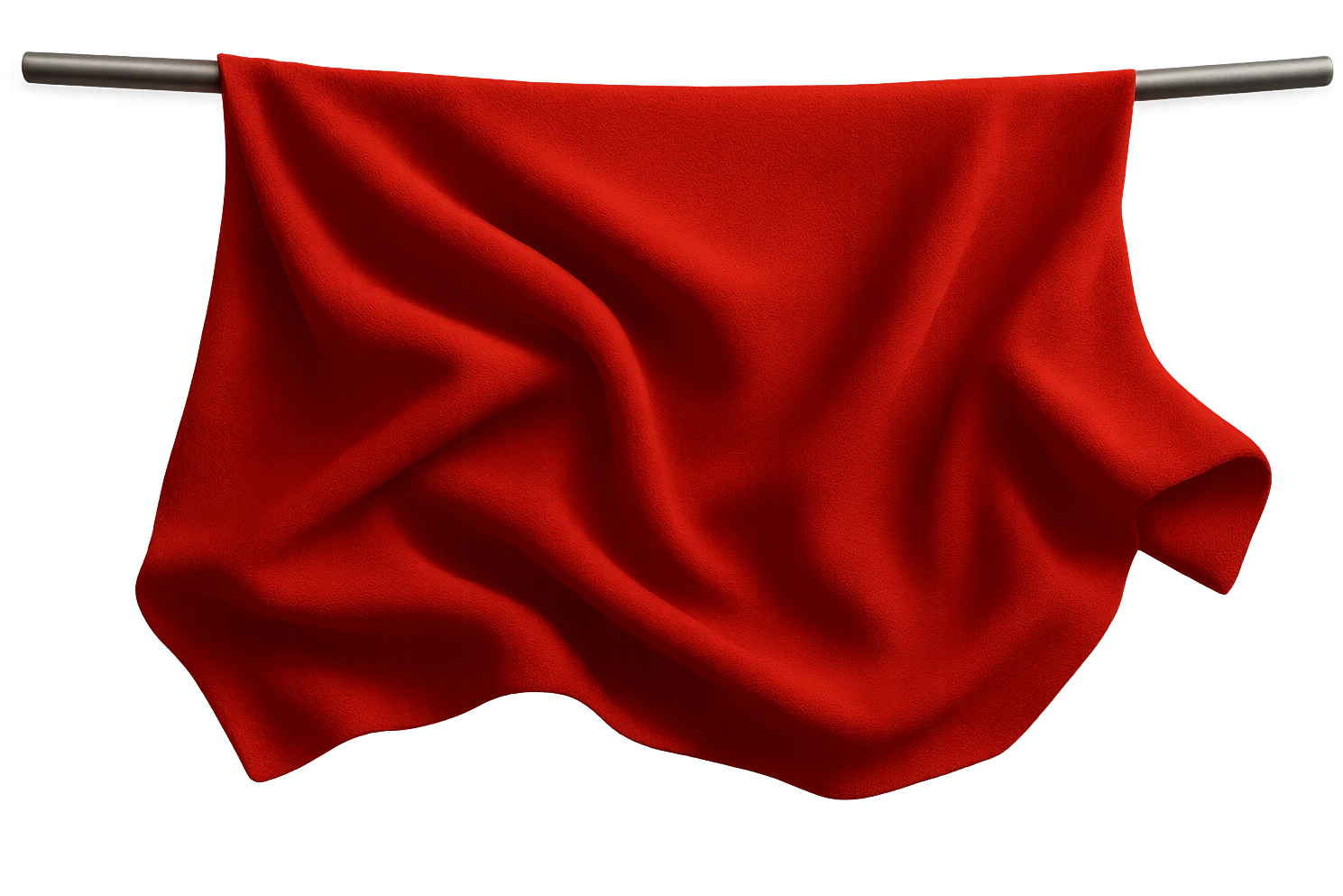 Make the red fabric held by a bar and flowing in the wind with realistic texture. Keep the background transparent. emoji