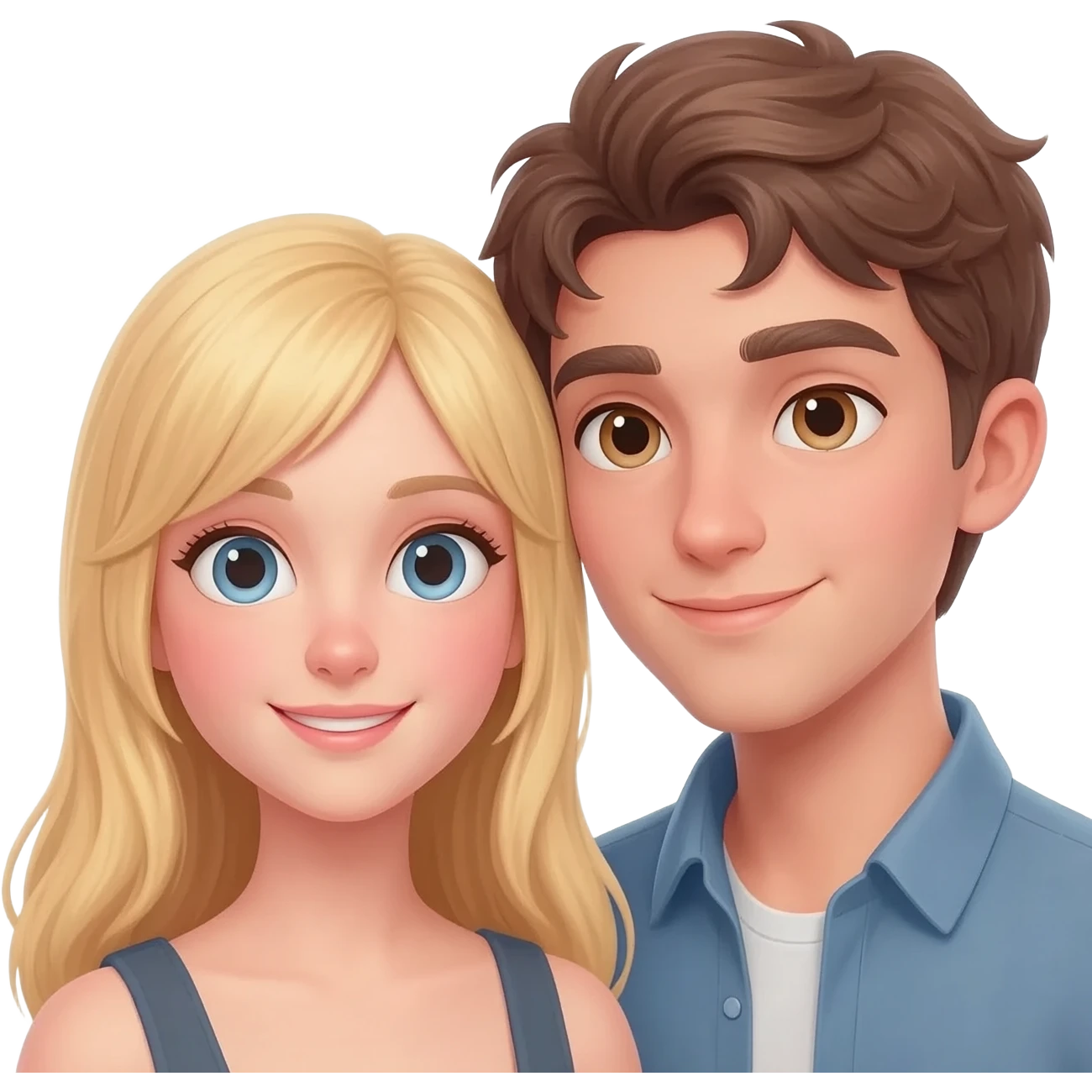 A girl with blonde hair in love with a boy with brown hair emoji