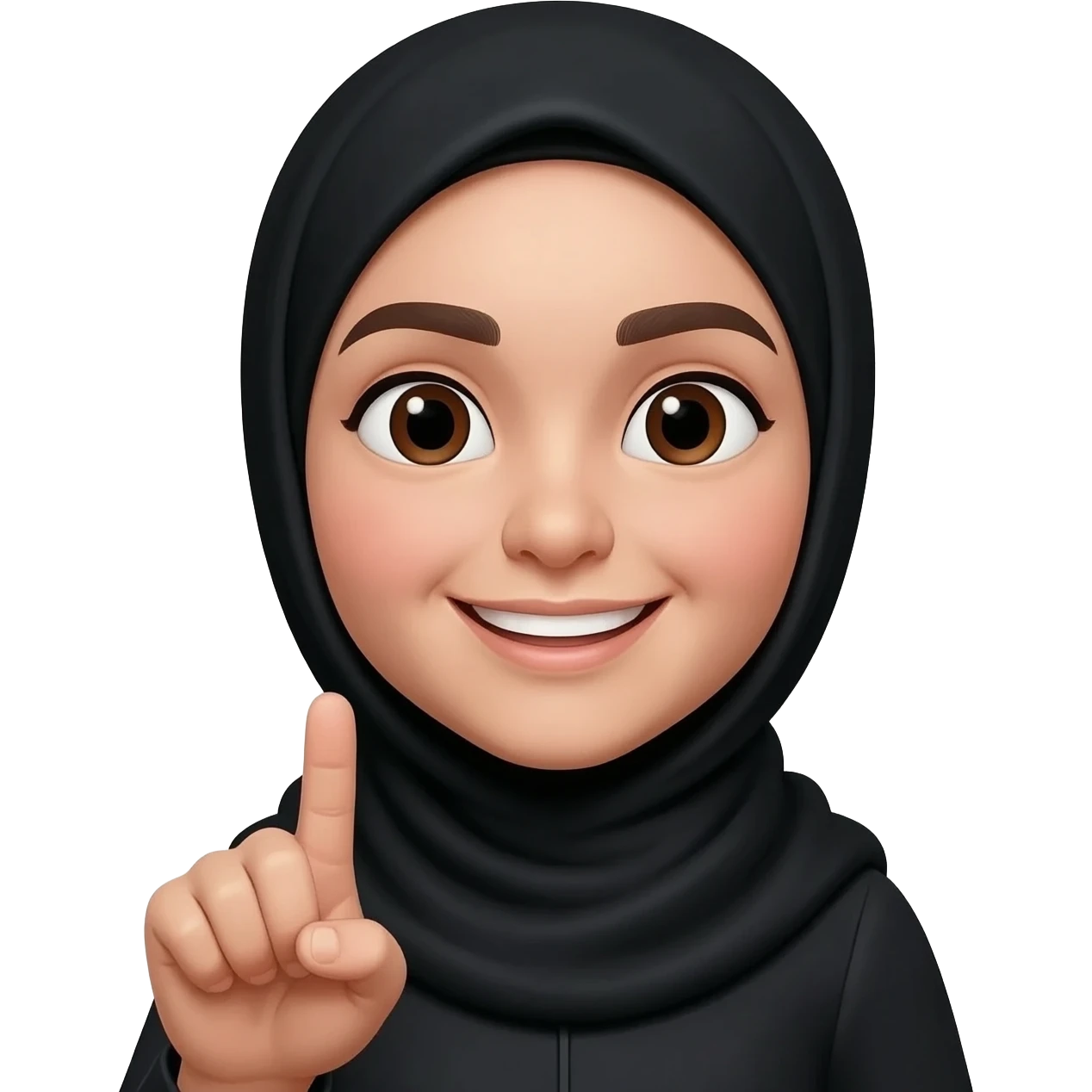 this smiling light complexion hijab emoji should point; black plain hijab; use emoji from your site emoji
