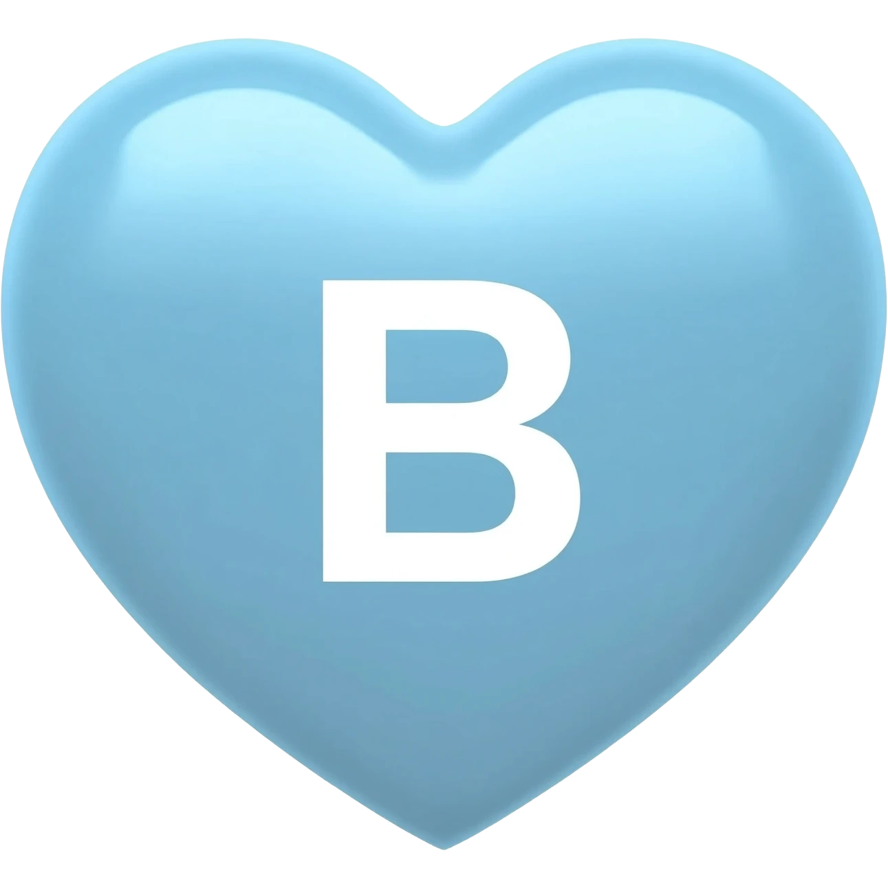 A baby blue heart with the letter B inside of it emoji