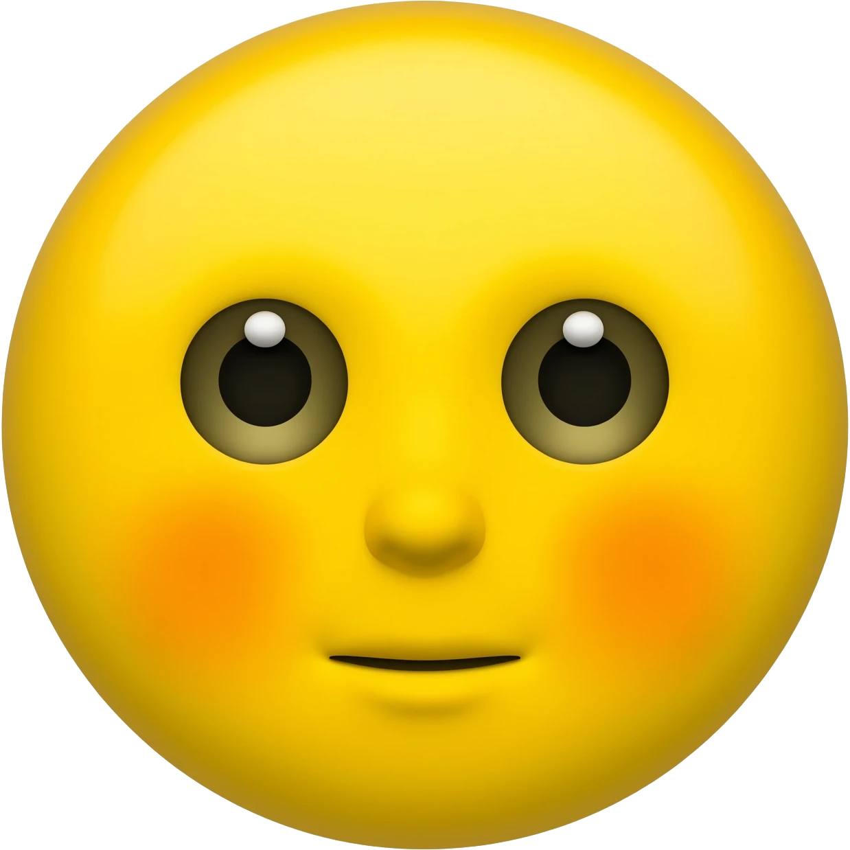 Yellow circle emoji with flushed eyes and neutral mouth in fisheye emoji