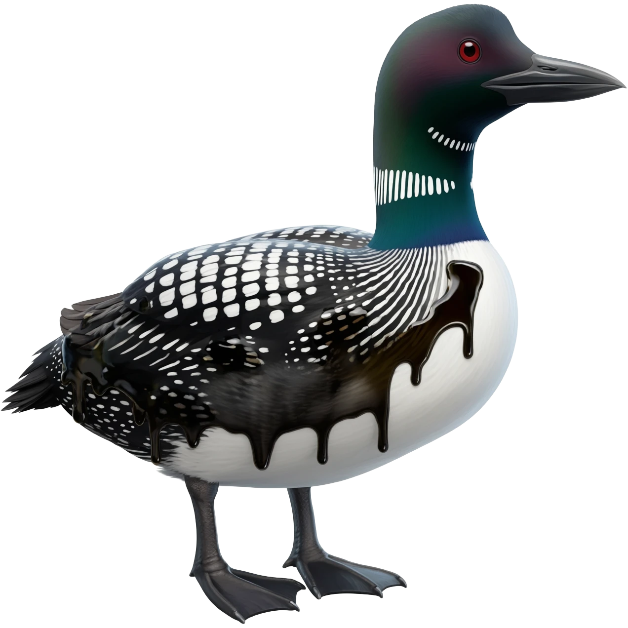 Common loon with oil all over its body emoji