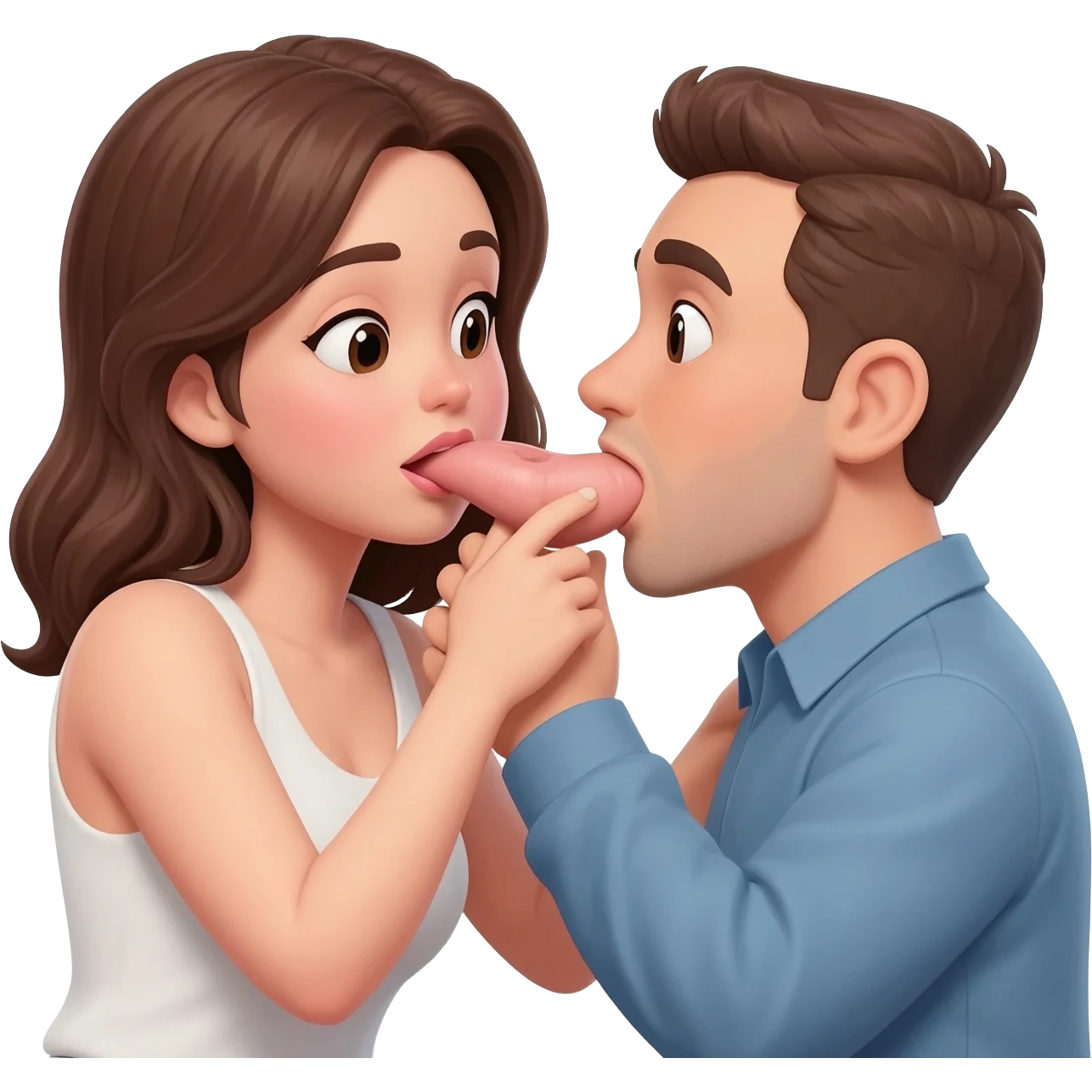 Woman sucking man’s penis emoji