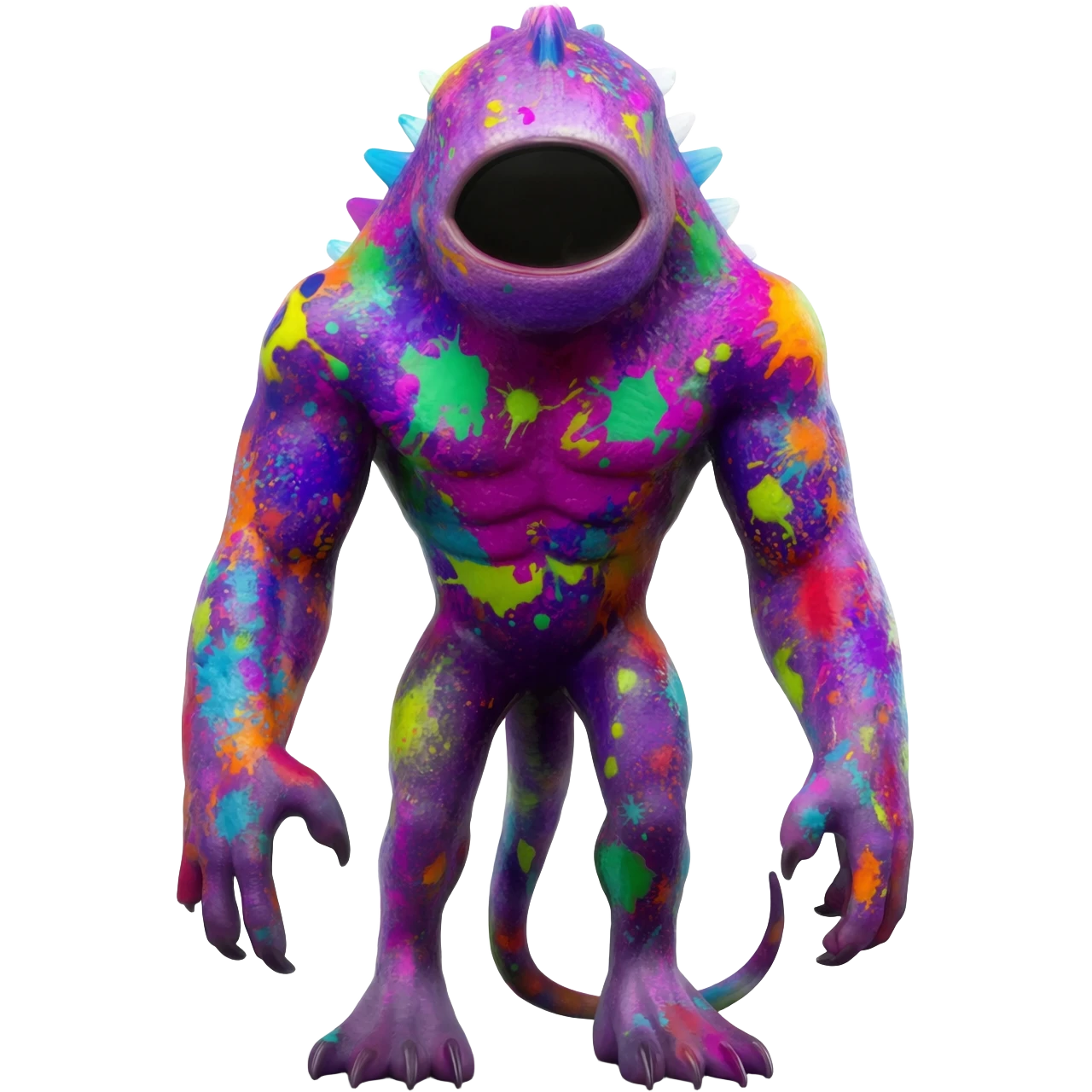 a colorful edgy vernid-fionbri-creature with splash patterns full body emoji