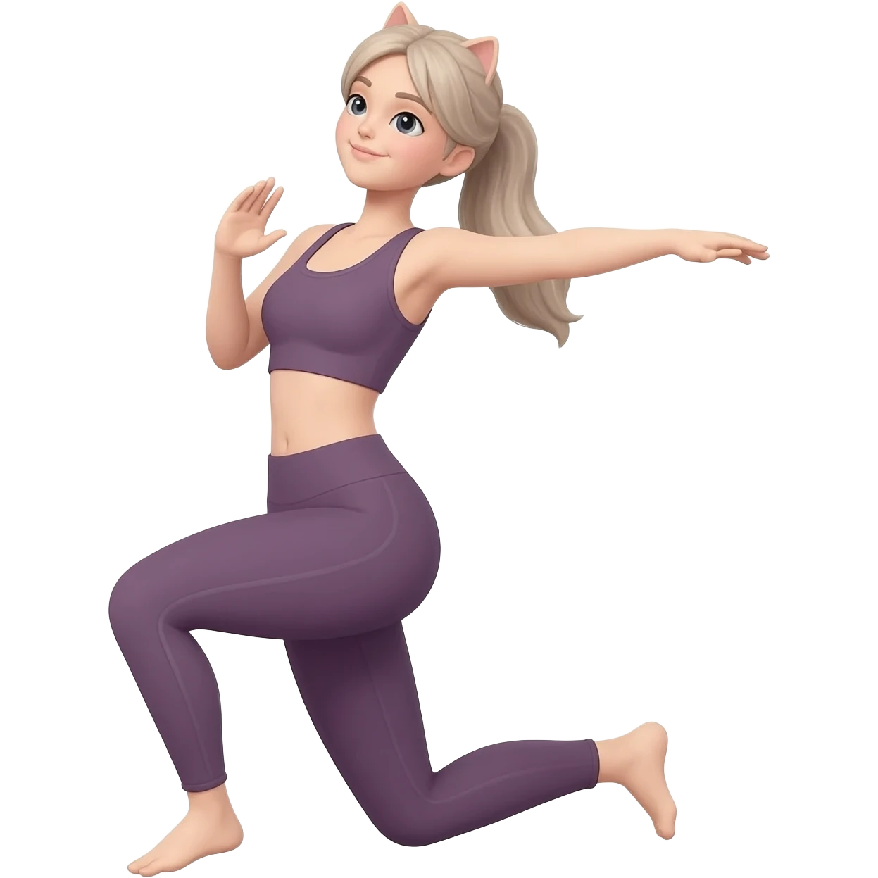 Woman doing Pilates cat dance emoji