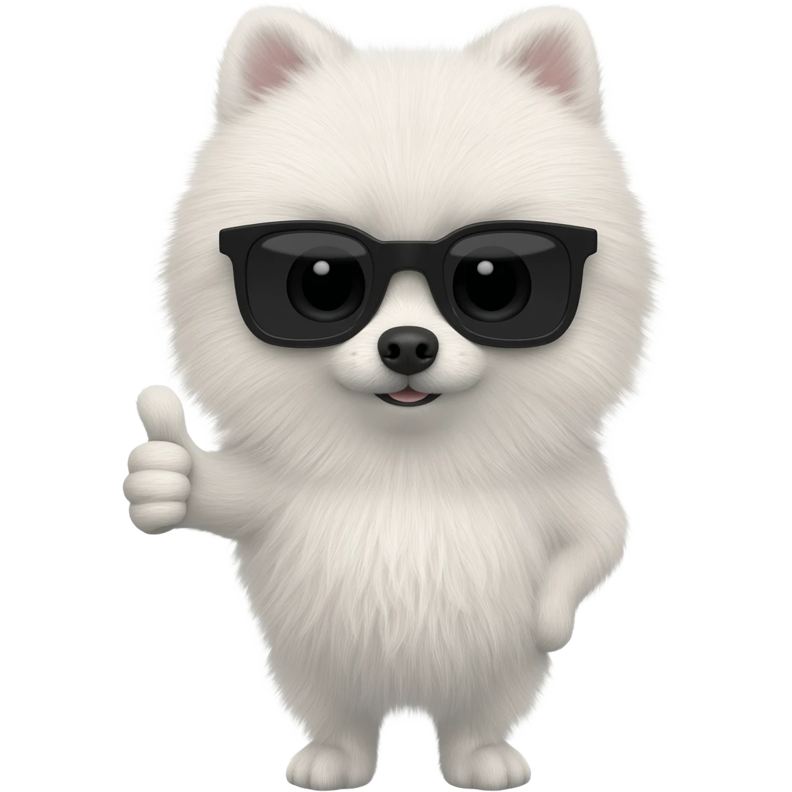 White pomeranian cream show thumbs and use sunglasses emoji