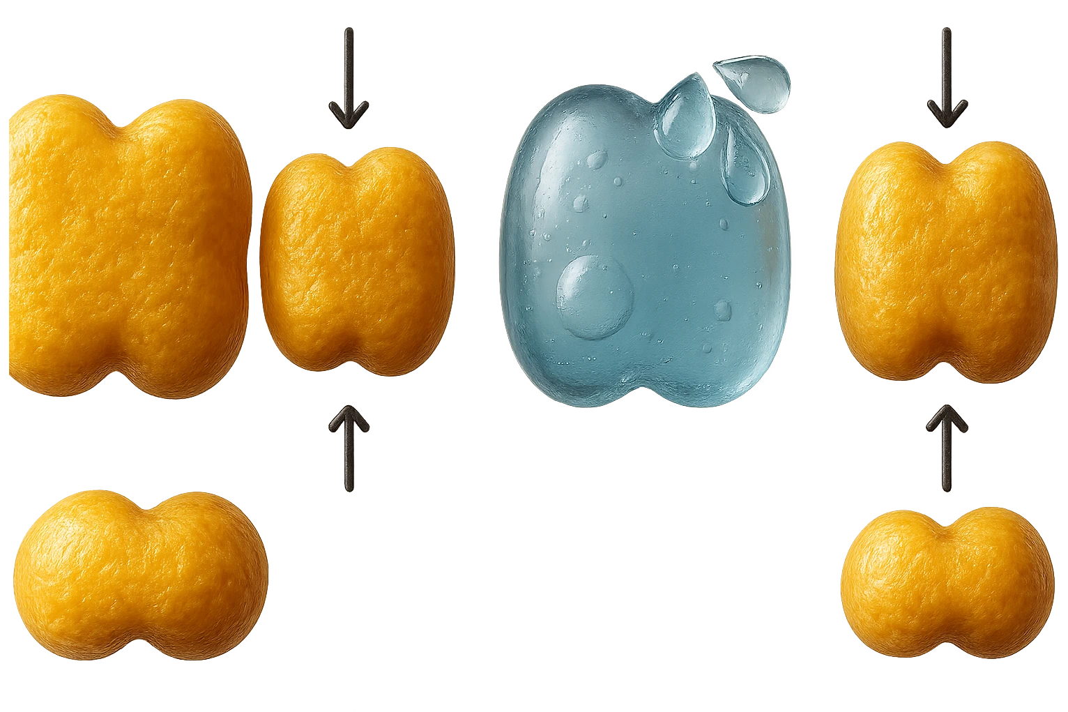il processo di una cellula adiposa che si sgonfia, e si gonfia di acqua, falla identica all'immagine che ho allegato ma in 3d iperrealistica 4k emoji