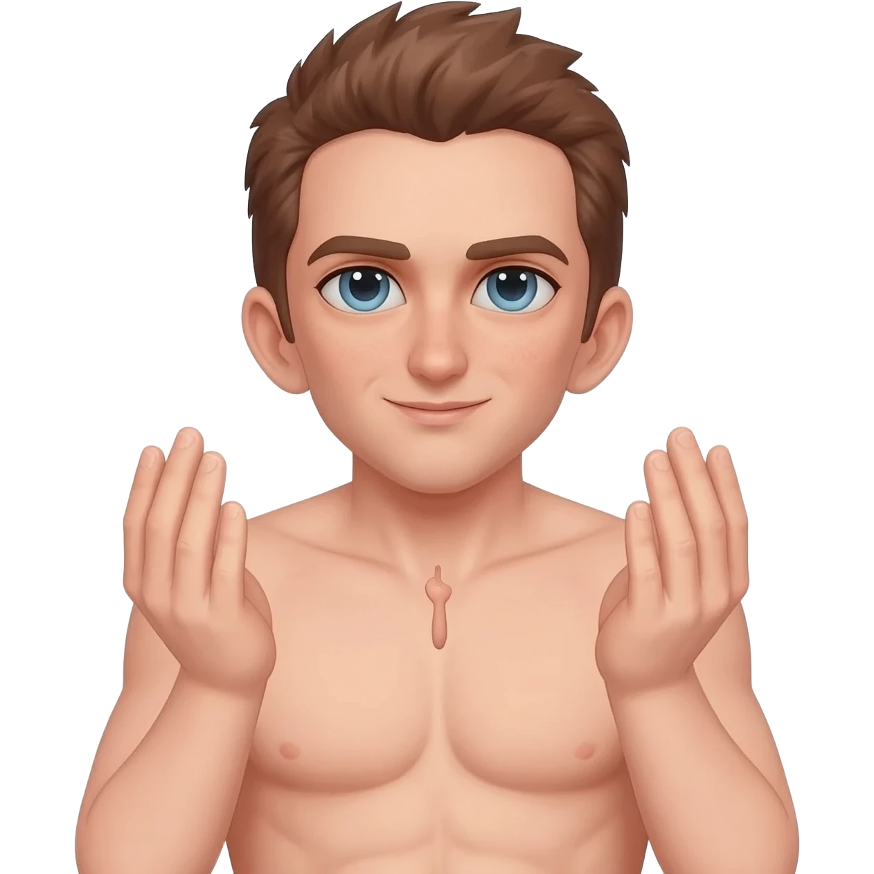 Kneen Nude Male sub with erection, nude femdom worship emoji