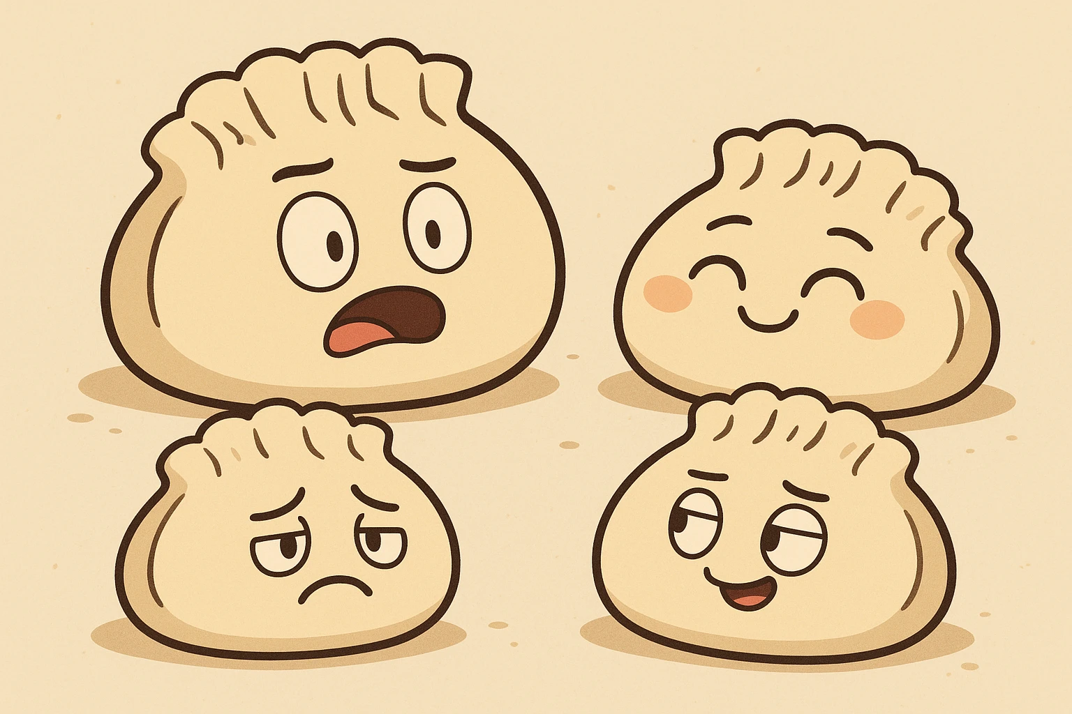 cute cartoon style mandu dumplings with simple background emoji