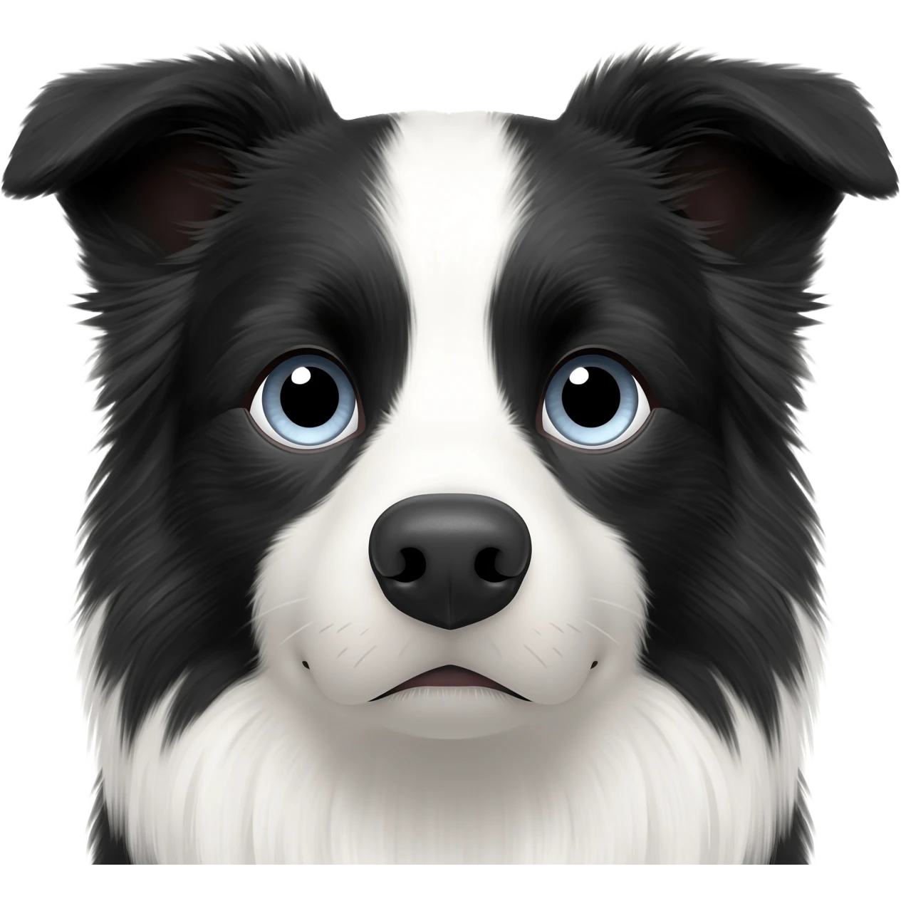 Face of senior female working border collie emoji with grey blue eyes emoji