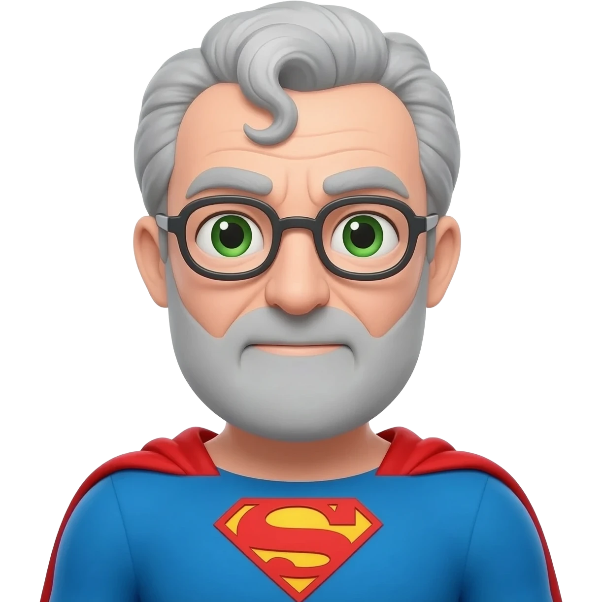 old man superman no beard green eyes glasses gray hair emoji