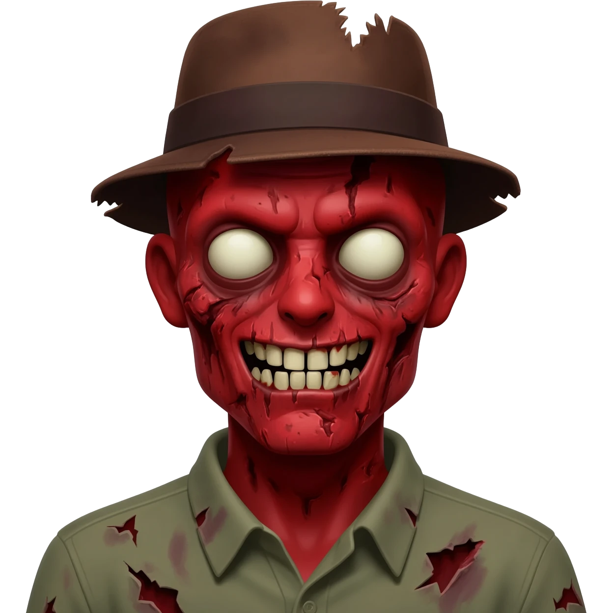A zombi with red skin and a brown hat emoji