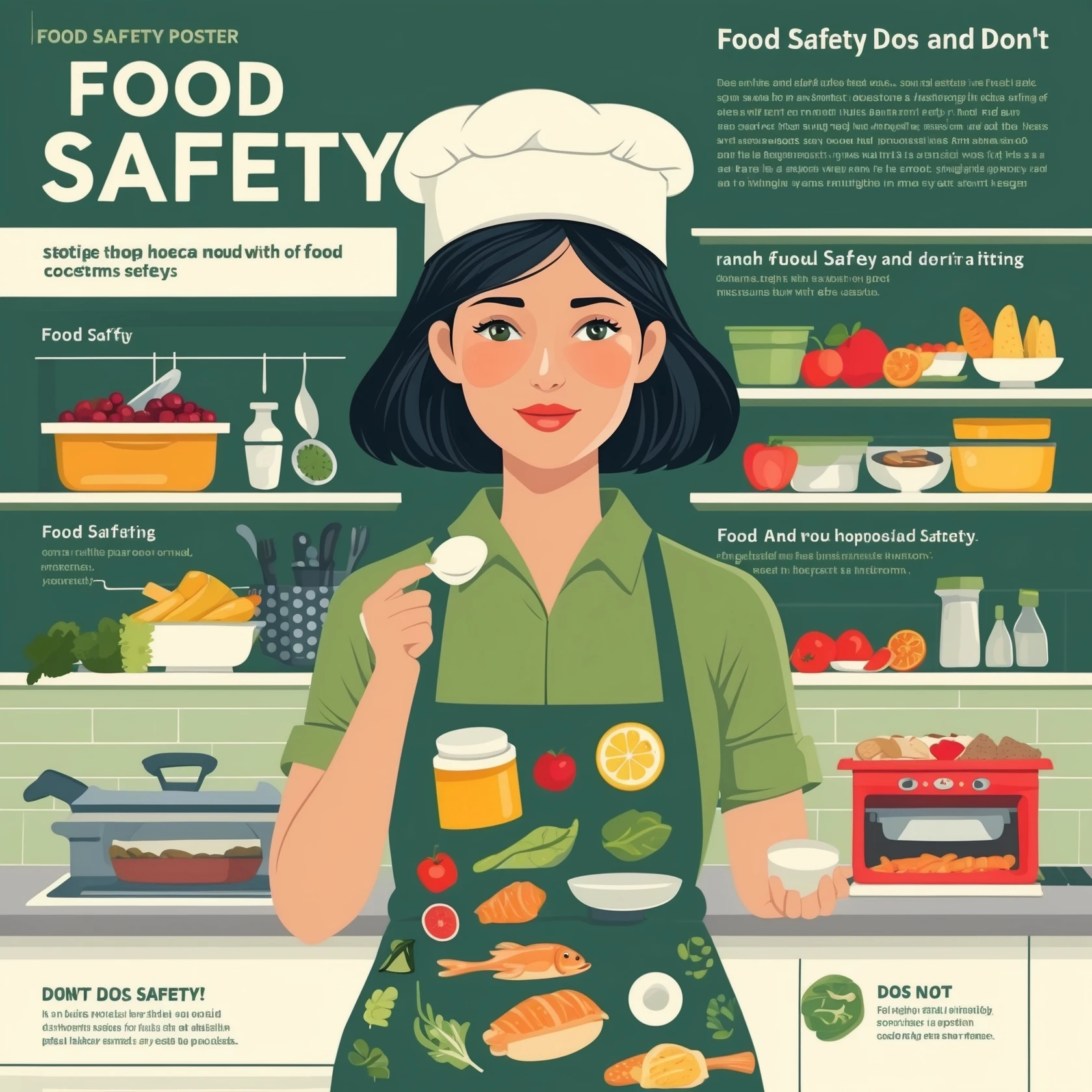 make a detail poster with title of "food safety dos and dont" emoji