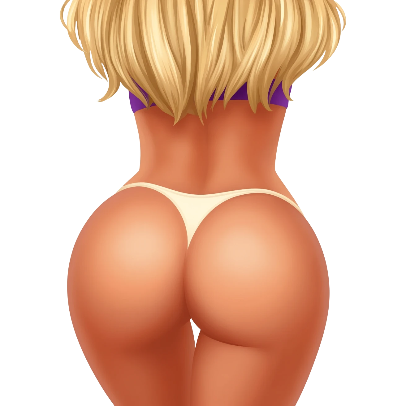 Blonde hair tan girl with the nicest, big butt, perfect bubble butt in any pose emphasizing how perfect her ass is in any pose naked or in lingerie emoji