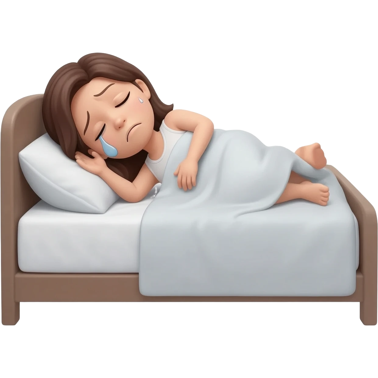 Sick woman Lying in bed in bed in funny position emoji