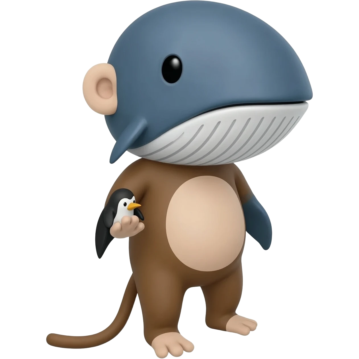 creature with monkey body,whale head,penguin hands and tail emoji