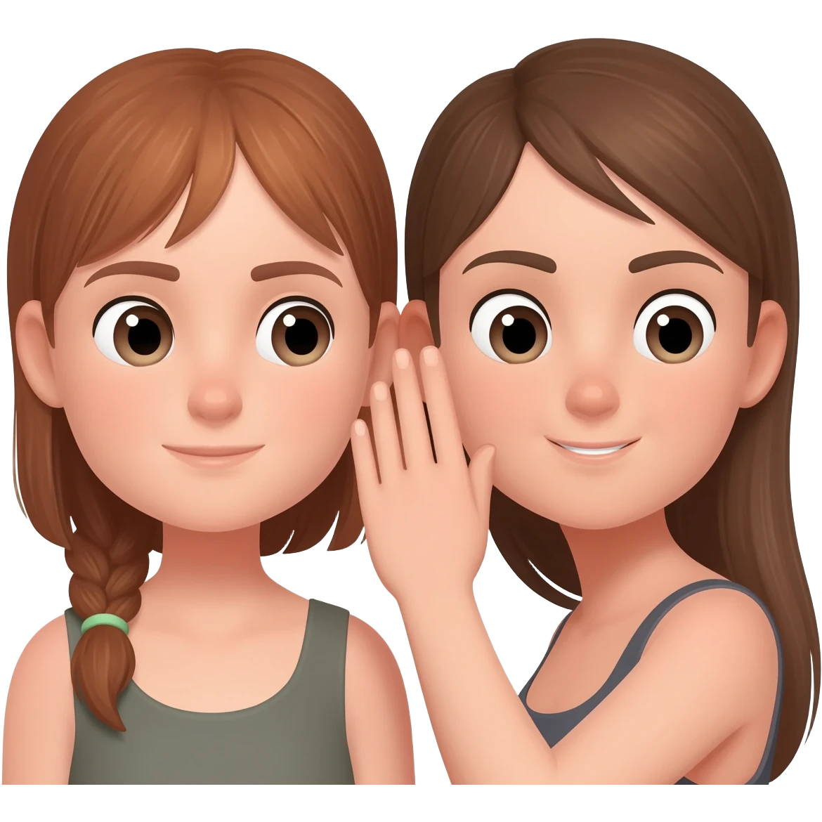 whispering in ear girl and girl emoji