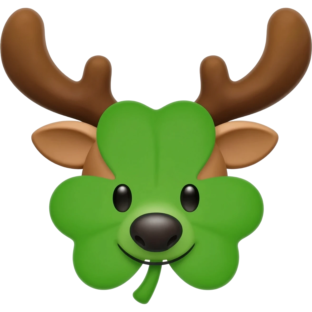 Elchgesicht glücklich mit einem kleeblattt emoji