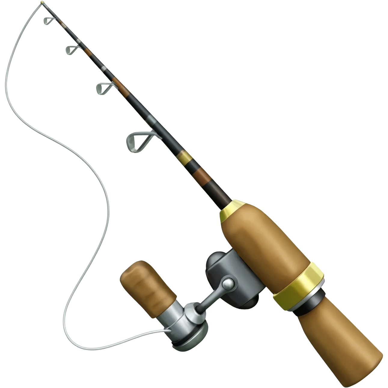 Simple Golden fishing rod with silver fishing line emoji