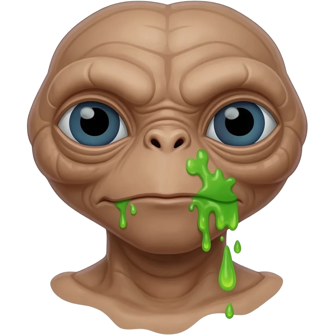 E.T. The Extra-Terrestrial from the movie puking green liquid emoji